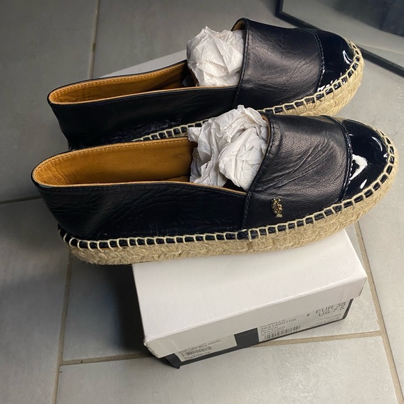 New Kurt Geiger Morella Black Leather Platform Espadrille Flats 38M - Picture 12 of 15